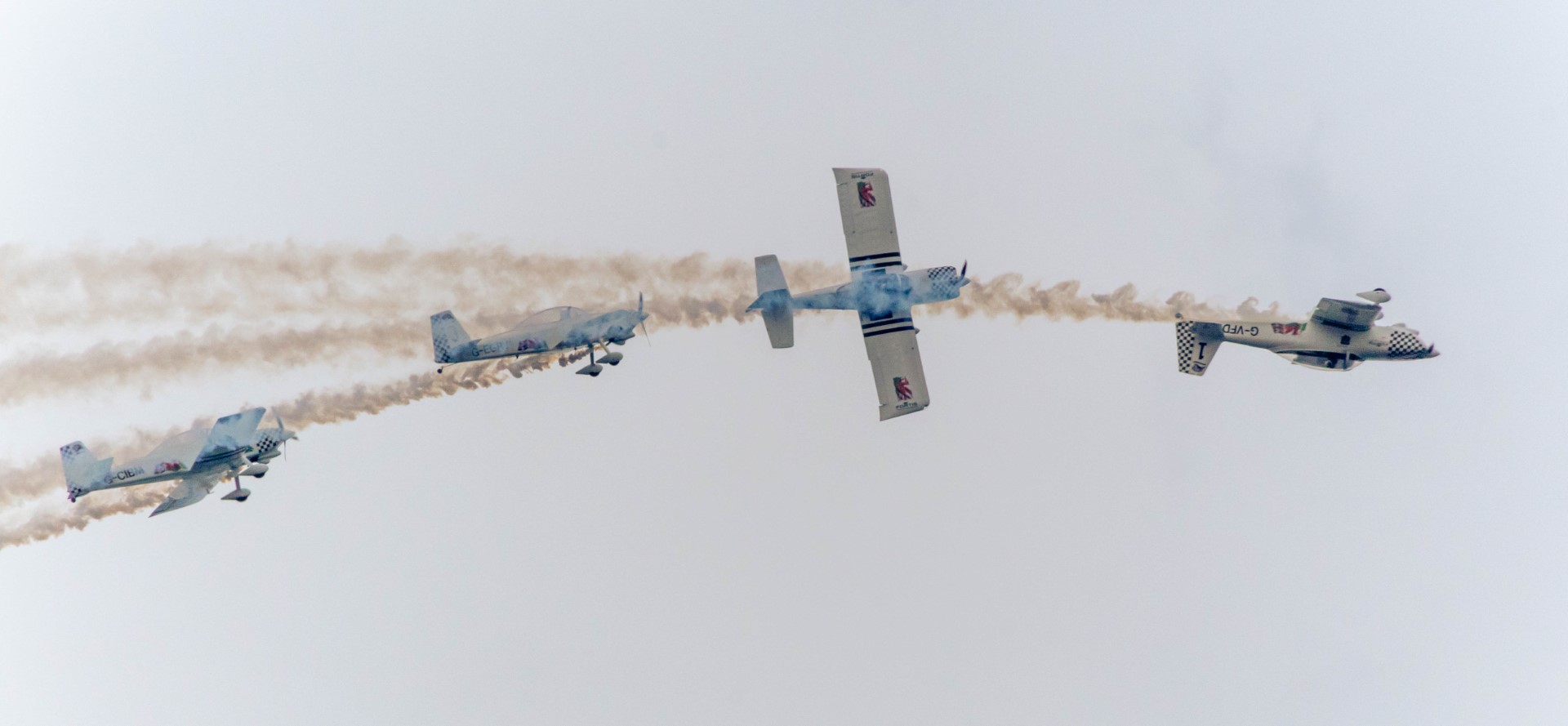 Four planes doing a roll at Bray airshow